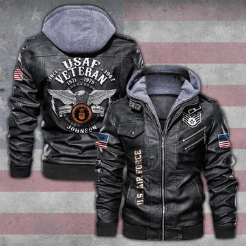 Premium Custom USAF Veteran Leather Jacket VPVC702145, Gifts For Air Force Veteran, Gifts On Father's Day, Veterans Day.