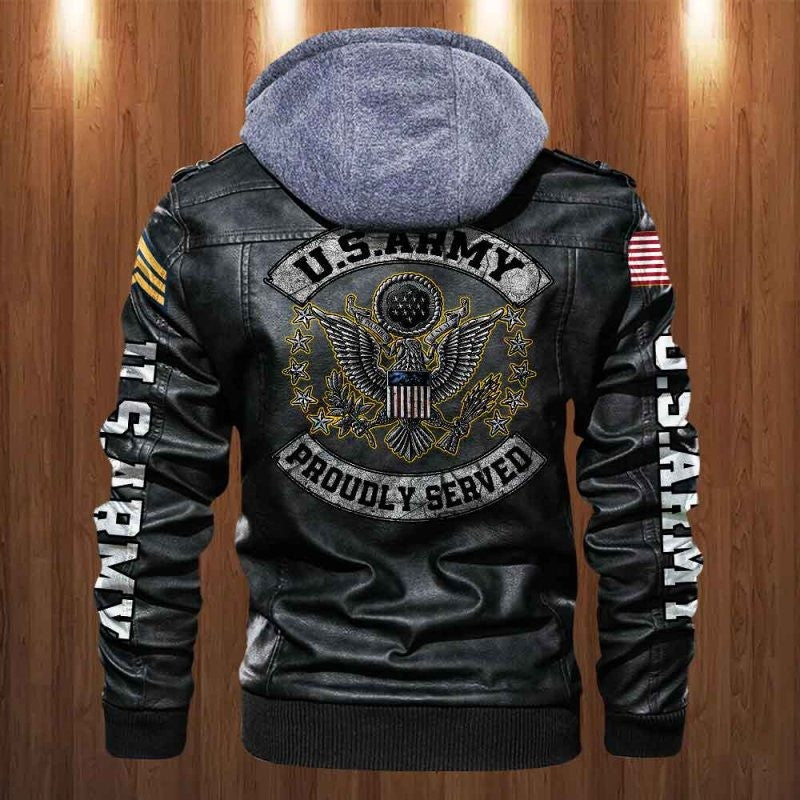 Premium Custom US Army Veteran Leather Jacket VPVC702147, Gifts For Army Veteran, Gifts On Father's Day, Veterans Day.