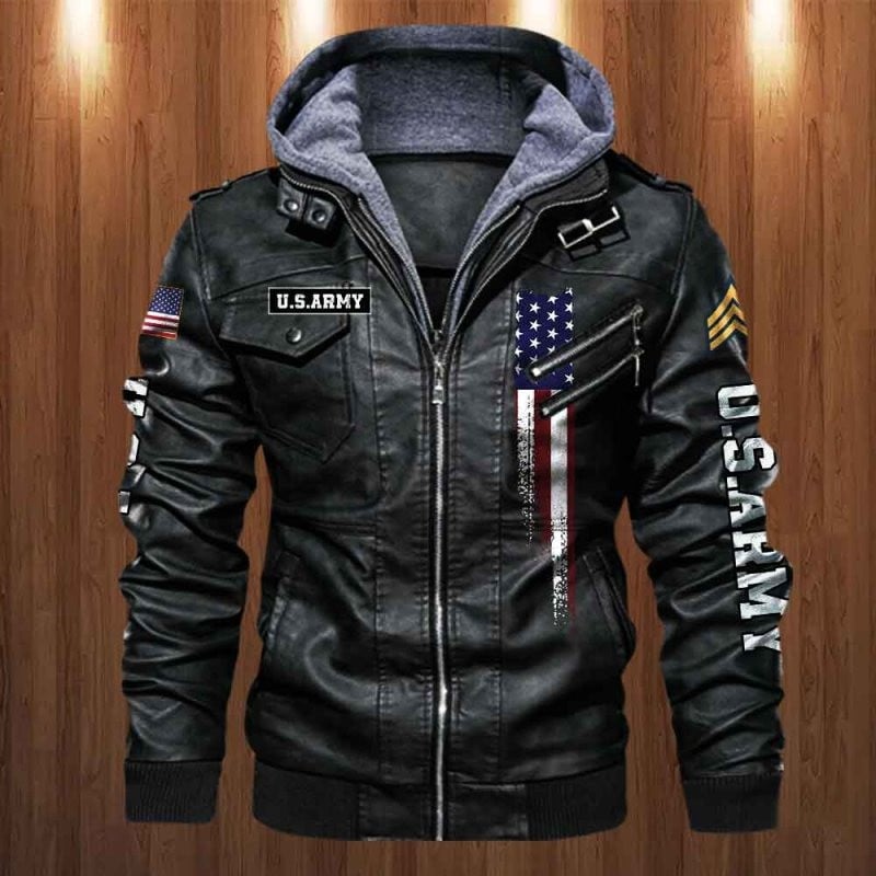 Premium Custom US Army Veteran Leather Jacket VPVC702147, Gifts For Army Veteran, Gifts On Father's Day, Veterans Day.