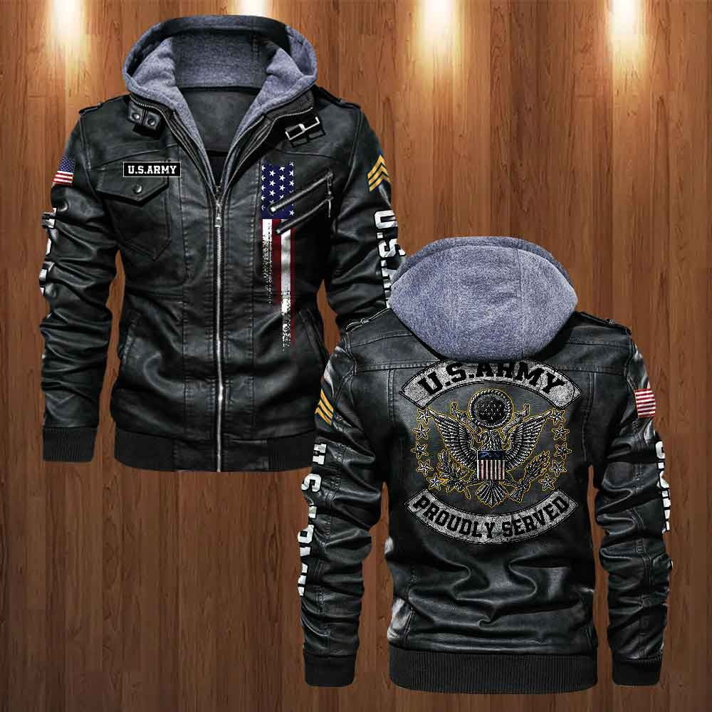 Premium Custom US Army Veteran Leather Jacket VPVC702147, Gifts For Army Veteran, Gifts On Father's Day, Veterans Day.