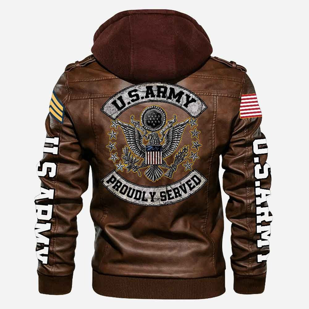Premium Custom US Army Veteran Leather Jacket VPVC702148, Gifts For Army Veteran, Gifts On Father's Day, Veterans Day.