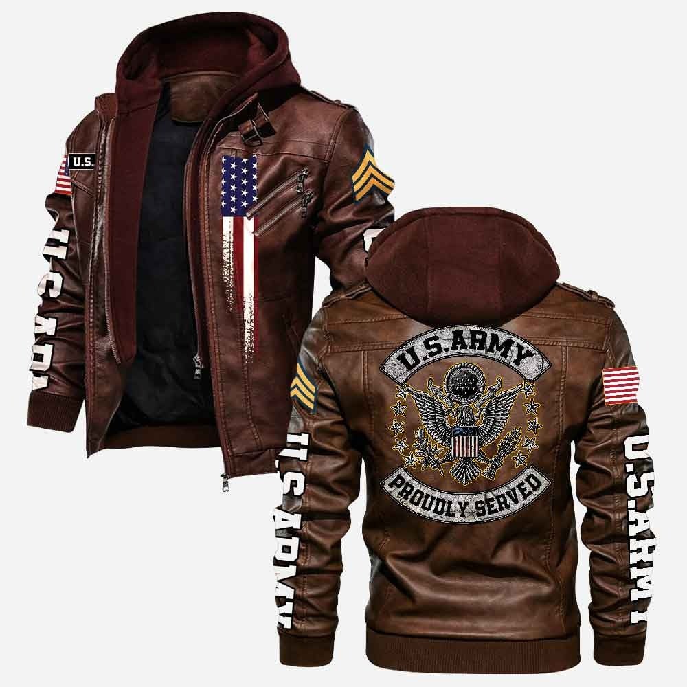 Premium Custom US Army Veteran Leather Jacket VPVC702148, Gifts For Army Veteran, Gifts On Father's Day, Veterans Day.