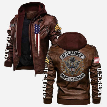 Premium Custom US Army Veteran Leather Jacket VPVC702148, Gifts For Army Veteran, Gifts On Father's Day, Veterans Day.