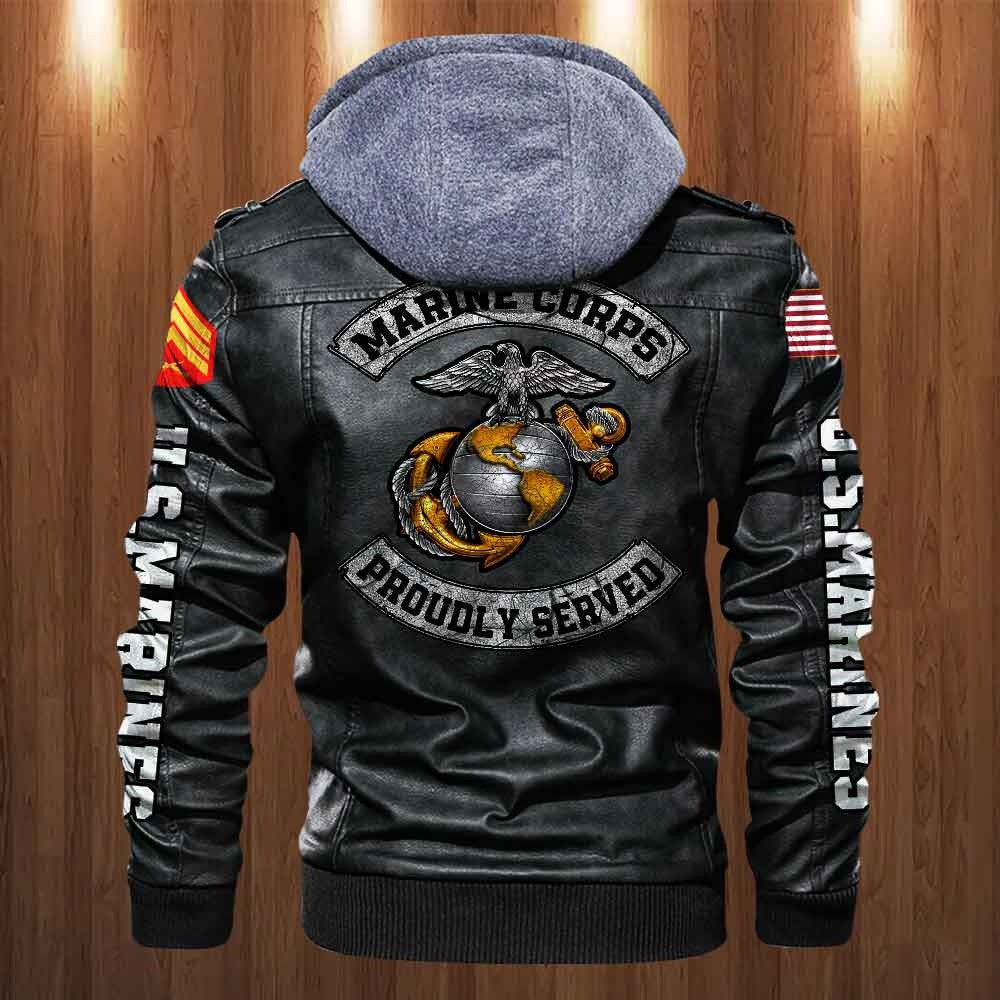 Premium Custom USMC Veteran Leather Jacket VPVC702149, Gifts For Marine Veteran, Gifts On Father's Day, Veterans Day.