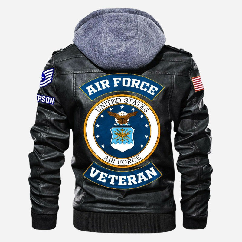 Premium Custom USAF Veteran Leather Jacket VPVC702151, Gifts For Air Force Veteran, Gifts On Father's Day, Veterans Day.