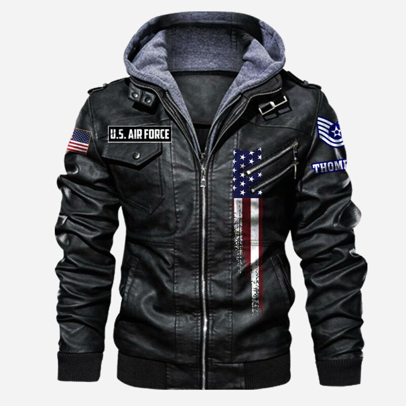 Premium Custom USAF Veteran Leather Jacket VPVC702151, Gifts For Air Force Veteran, Gifts On Father's Day, Veterans Day.