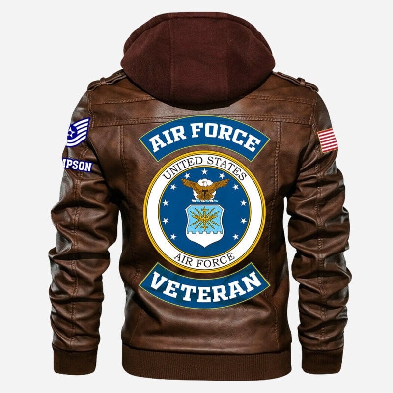 Premium Custom USAF Veteran Leather Jacket VPVC702152, Gifts For Air Force Veteran, Gifts On Father's Day, Veterans Day.