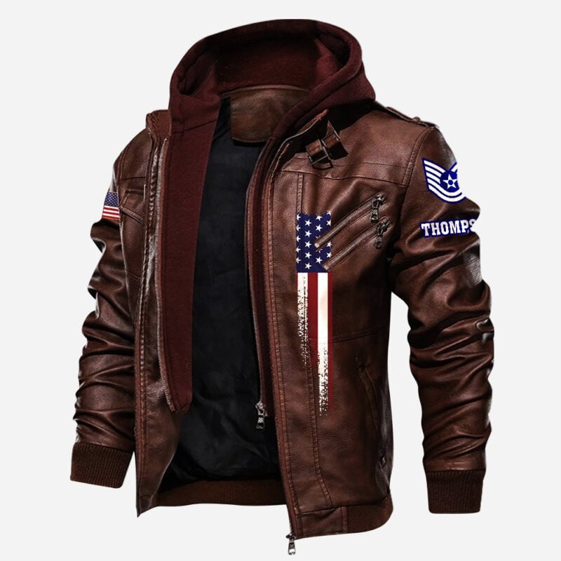 Premium Custom USAF Veteran Leather Jacket VPVC702152, Gifts For Air Force Veteran, Gifts On Father's Day, Veterans Day.