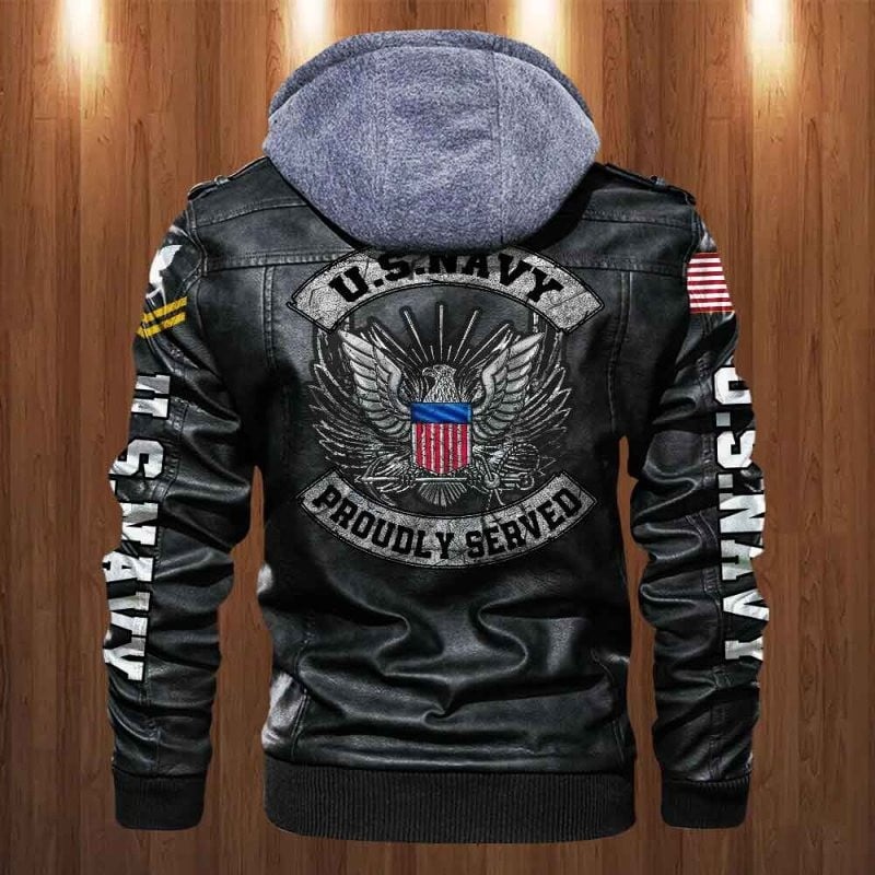 Premium Custom US Navy Veteran Leather Jacket VPVC702153, Gifts For Navy Veteran, Gifts On Father's Day, Veterans Day.