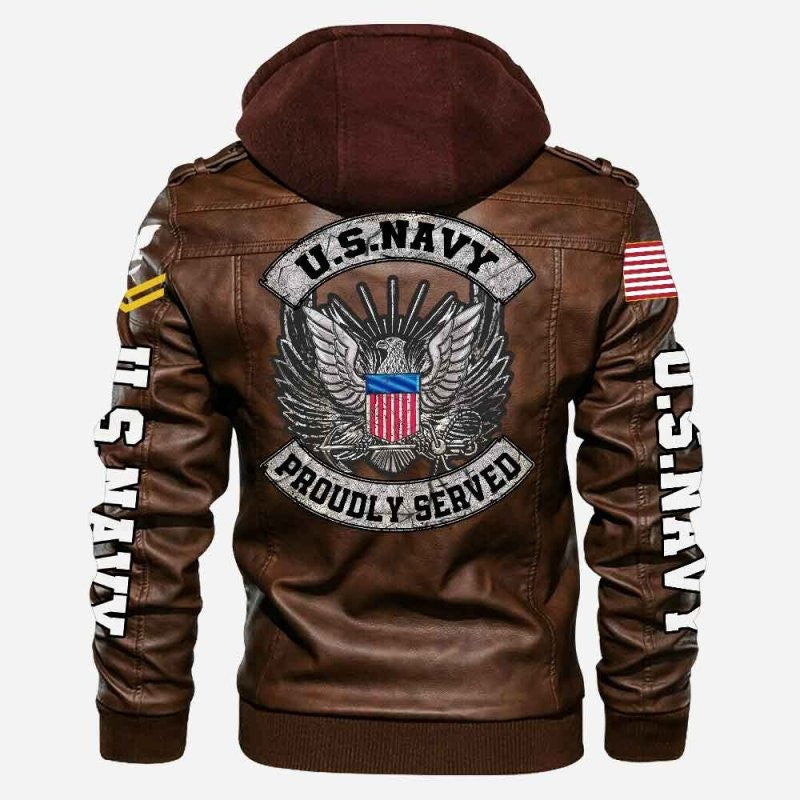 Premium Custom US Navy Veteran Leather Jacket VPVC702154, Gifts For Navy Veteran, Gifts On Father's Day, Veterans Day.