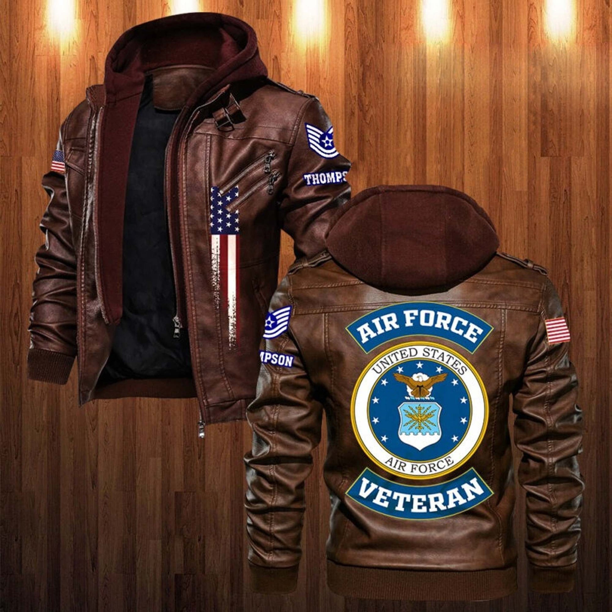 Premium Custom USAF Veteran Leather Jacket VPVC702152, Gifts For Air Force Veteran, Gifts On Father's Day, Veterans Day.