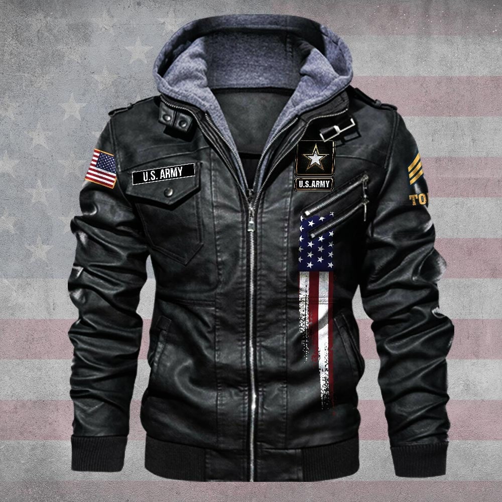 Premium Custom US Army Veteran Leather Jacket VPVC702155, Gifts For Army Veteran, Gifts On Father's Day, Veterans Day.
