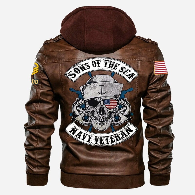 Premium Custom US Navy Veteran Leather Jacket VPVC702158, Gifts For Navy Veteran, Gifts On Father's Day, Veterans Day.