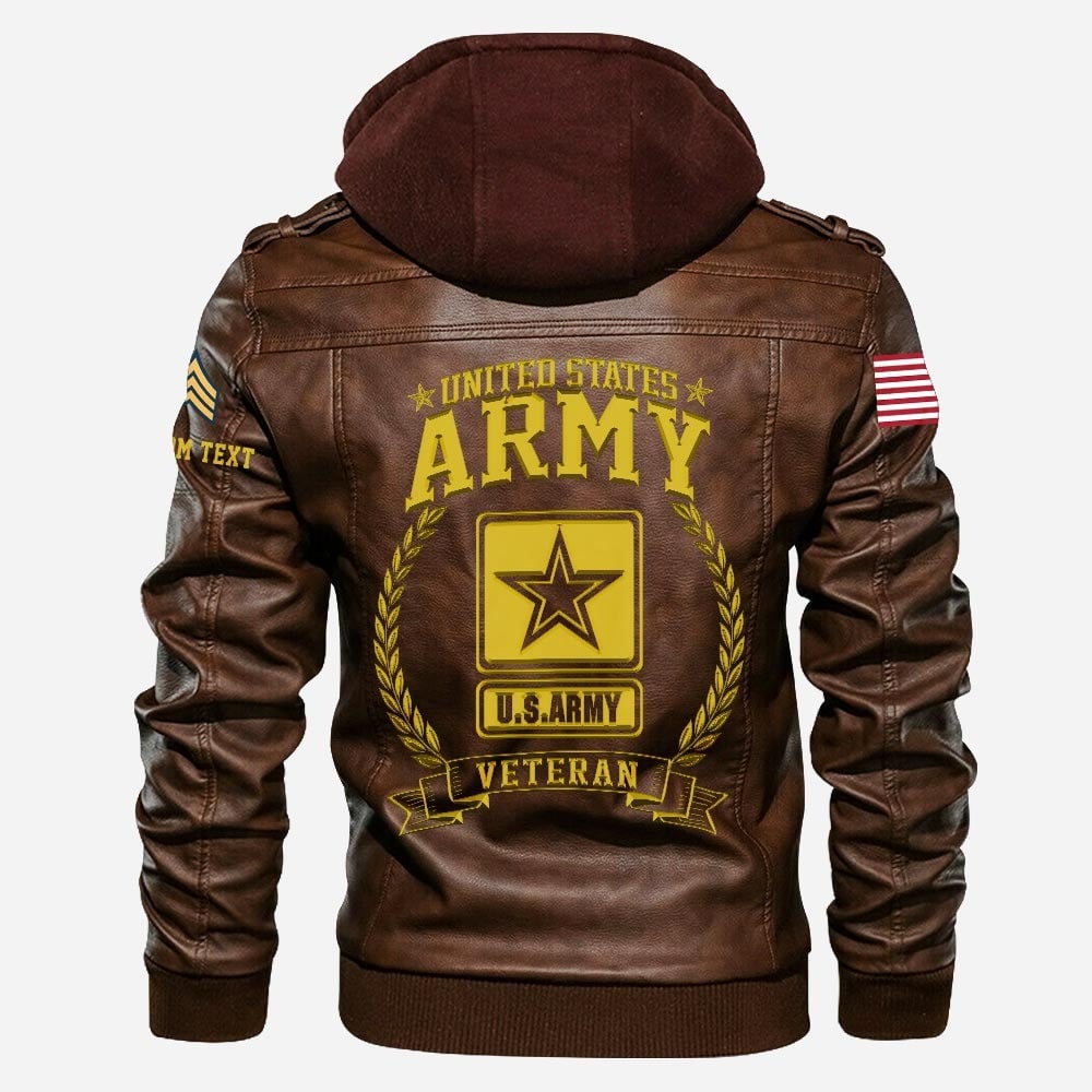 Premium Custom US Army Veteran Leather Jacket VPVC702164, Gifts For Army Veteran, Gifts On Father's Day, Veterans Day.