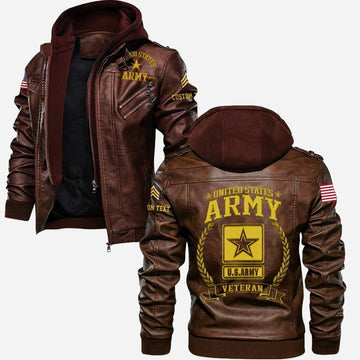 Premium Custom US Army Veteran Leather Jacket VPVC702164, Gifts For Army Veteran, Gifts On Father's Day, Veterans Day.