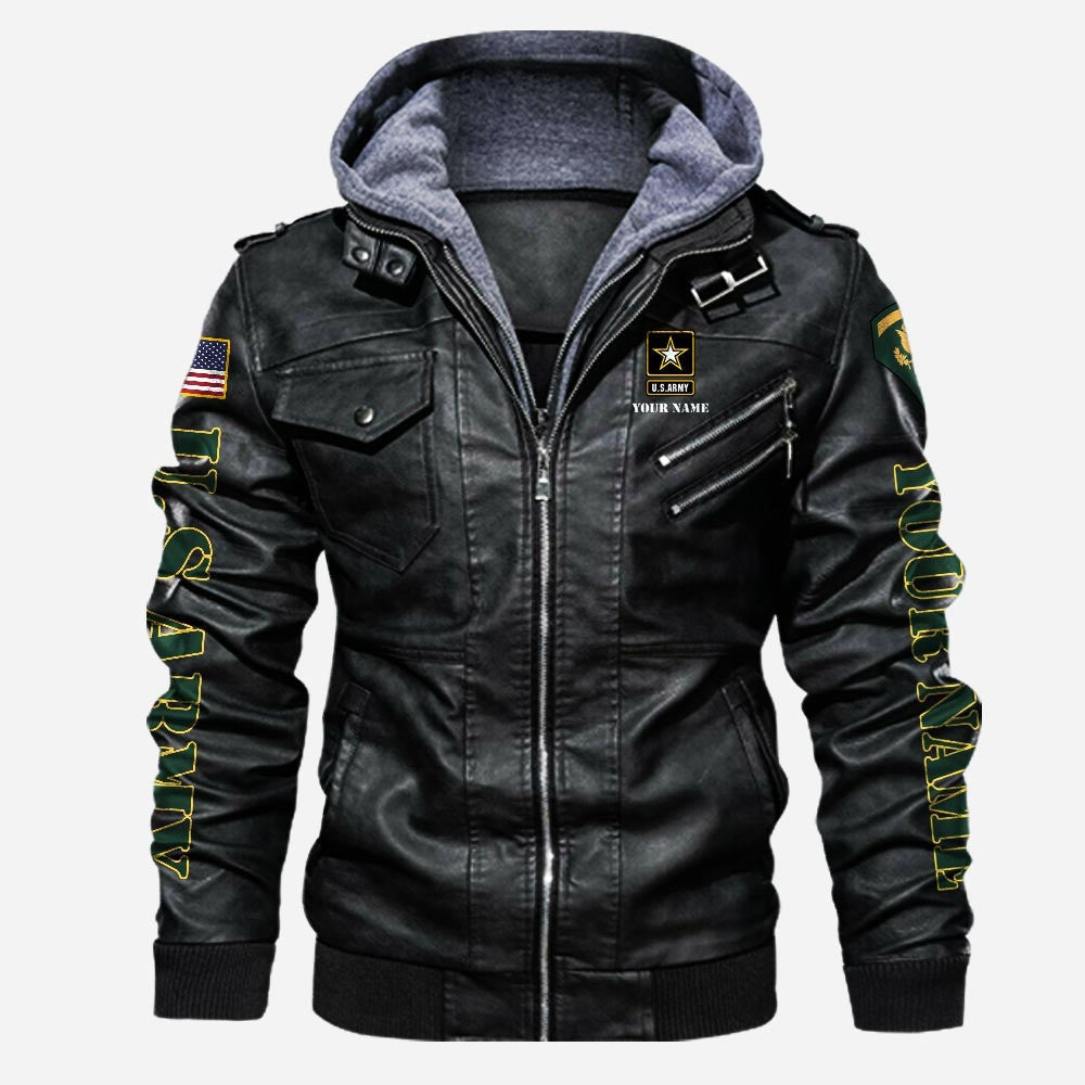 Premium Custom US Army Veteran Leather Jacket VPVC702165, Gifts For Army Veteran, Gifts On Father's Day, Veterans Day.