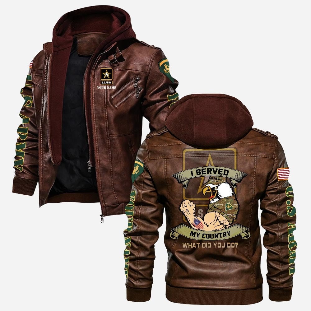 Premium Custom US Army Veteran Leather Jacket VPVC702166, Gifts For Army Veteran, Gifts On Father's Day, Veterans Day.
