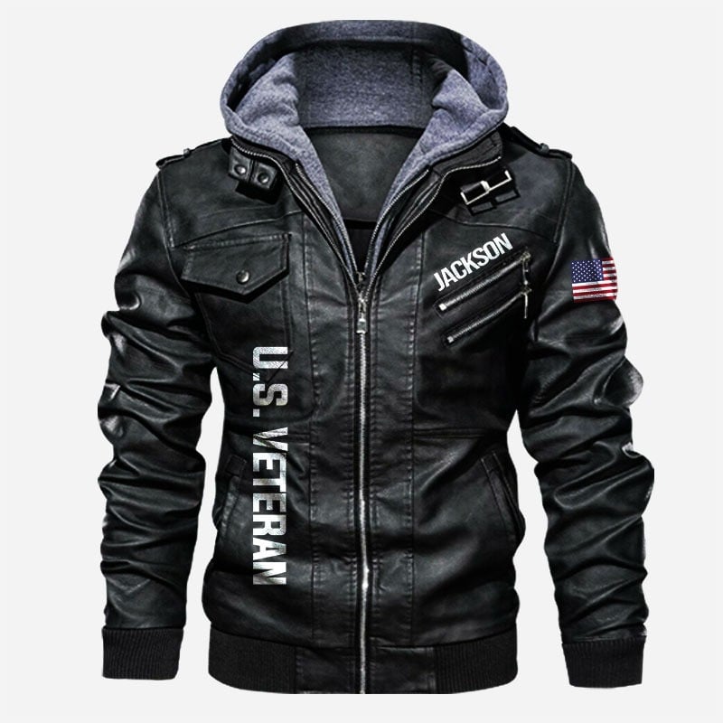 Premium Custom US Veteran Leather Jacket VPVC702169, Gifts For US Veteran, Gifts On Father's Day, Veterans Day.