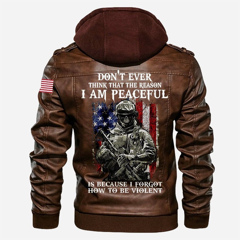Premium Custom US Veteran Leather Jacket VPVC702170, Gifts For US Veteran, Gifts On Father's Day, Veterans Day.