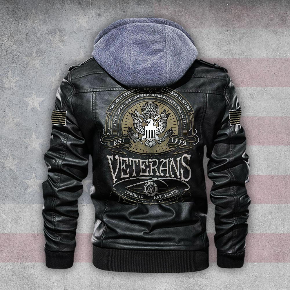 Premium Custom US Veteran Leather Jacket VPVC702171, Gifts For US Veteran, Gifts On Father's Day, Veterans Day.