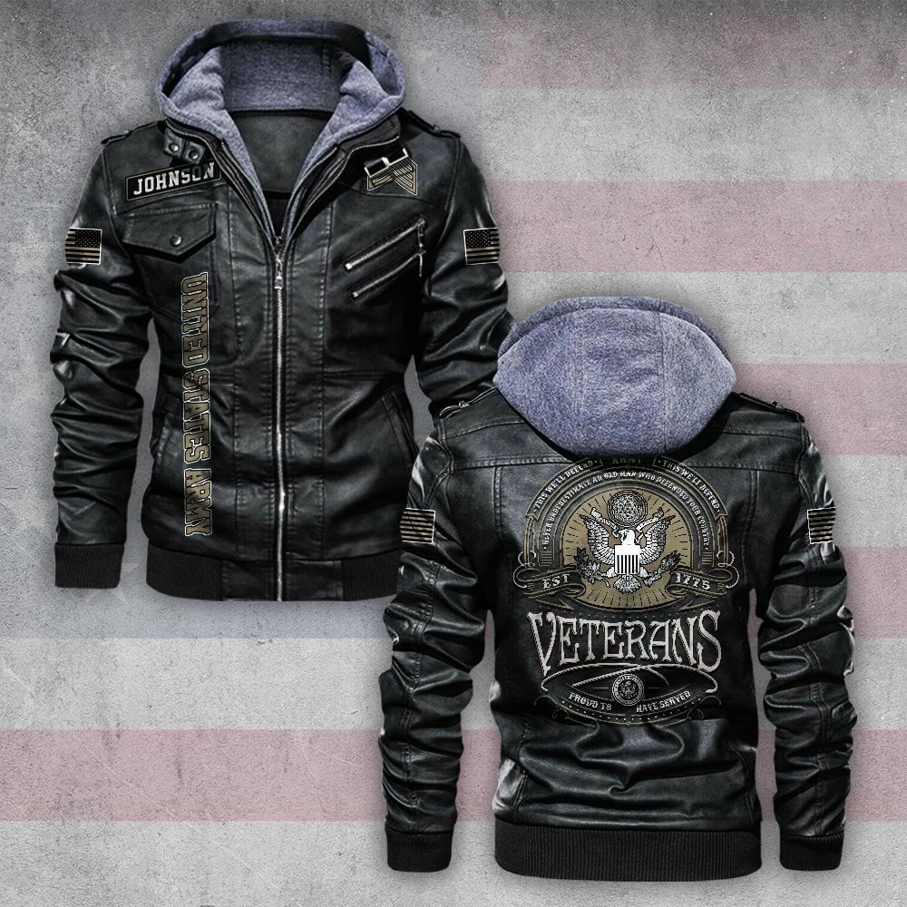 Premium Custom US Veteran Leather Jacket VPVC702171, Gifts For US Veteran, Gifts On Father's Day, Veterans Day.