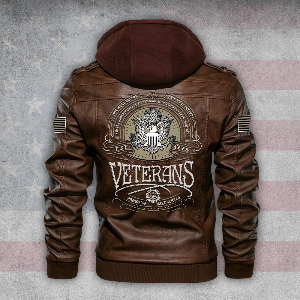 Premium Custom US Veteran Leather Jacket VPVC702172, Gifts For US Veteran, Gifts On Father's Day, Veterans Day.