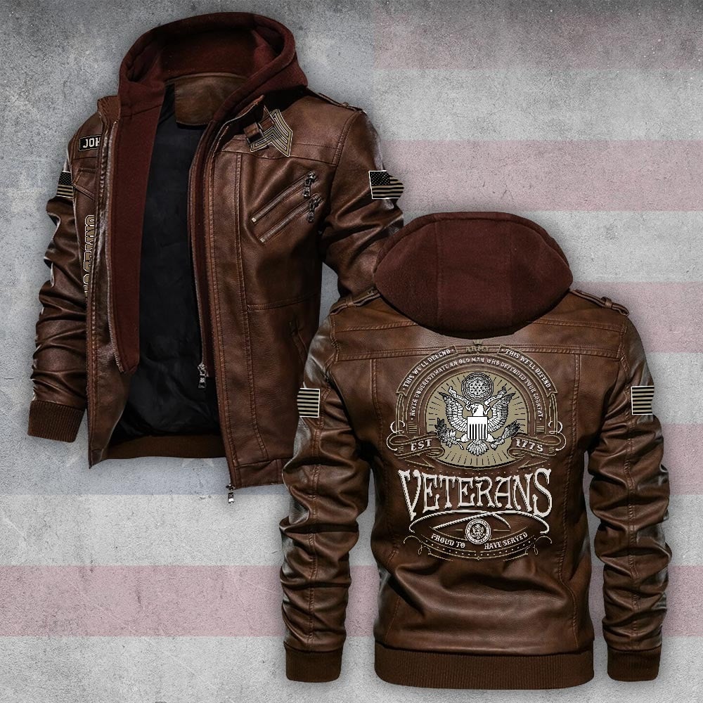 Premium Custom US Veteran Leather Jacket VPVC702172, Gifts For US Veteran, Gifts On Father's Day, Veterans Day.