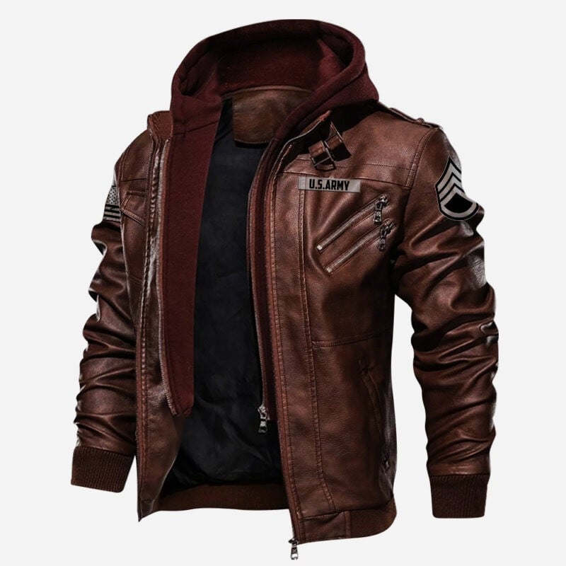 Premium Custom Unit US Army Leather Jacket VPVC702174, Gifts For Army Veteran, Gifts On Father's Day, Veterans Day.