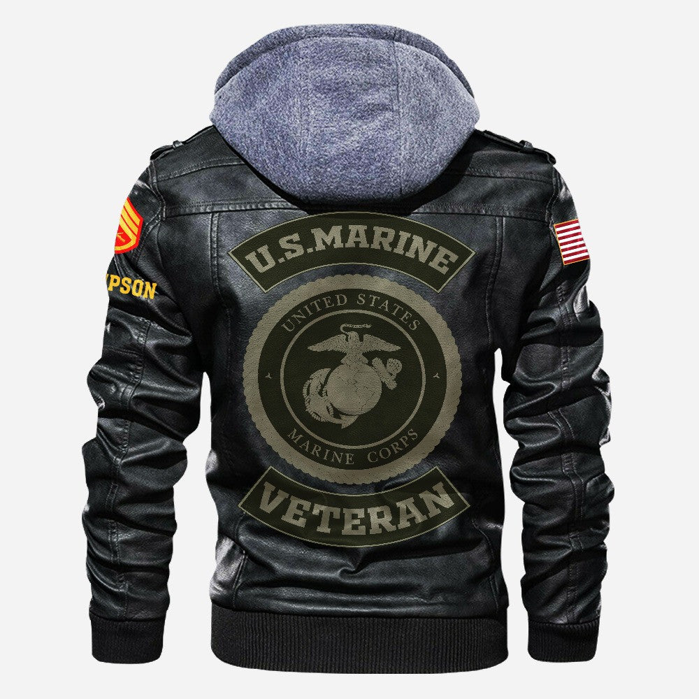 Premium Custom USMC Leather Jacket VPVC702177, Gifts For Marine Veteran, Gifts On Father's Day, Veterans Day.