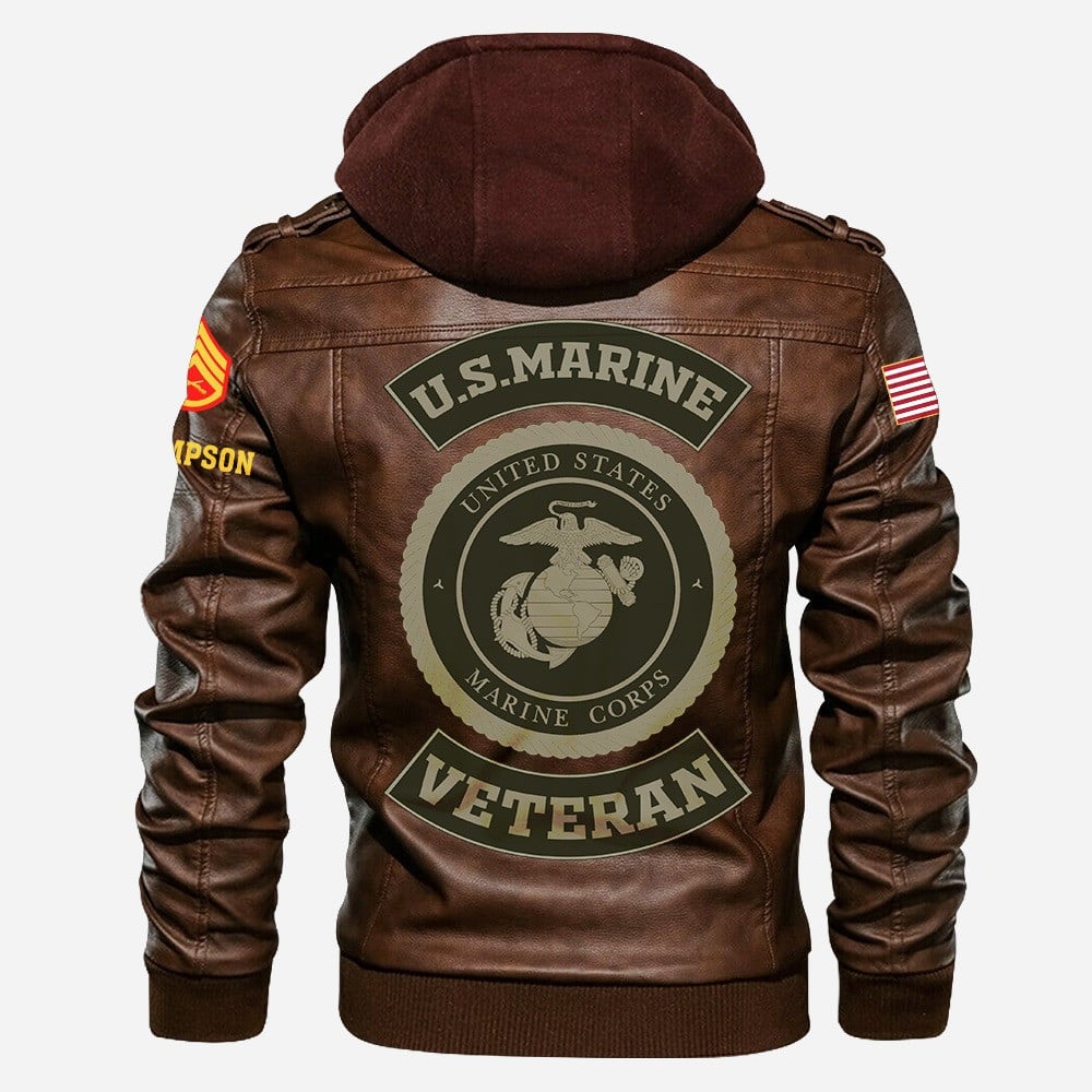 Premium Custom USMC Leather Jacket VPVC702178, Gifts For Marine Veteran, Gifts On Father's Day, Veterans Day.