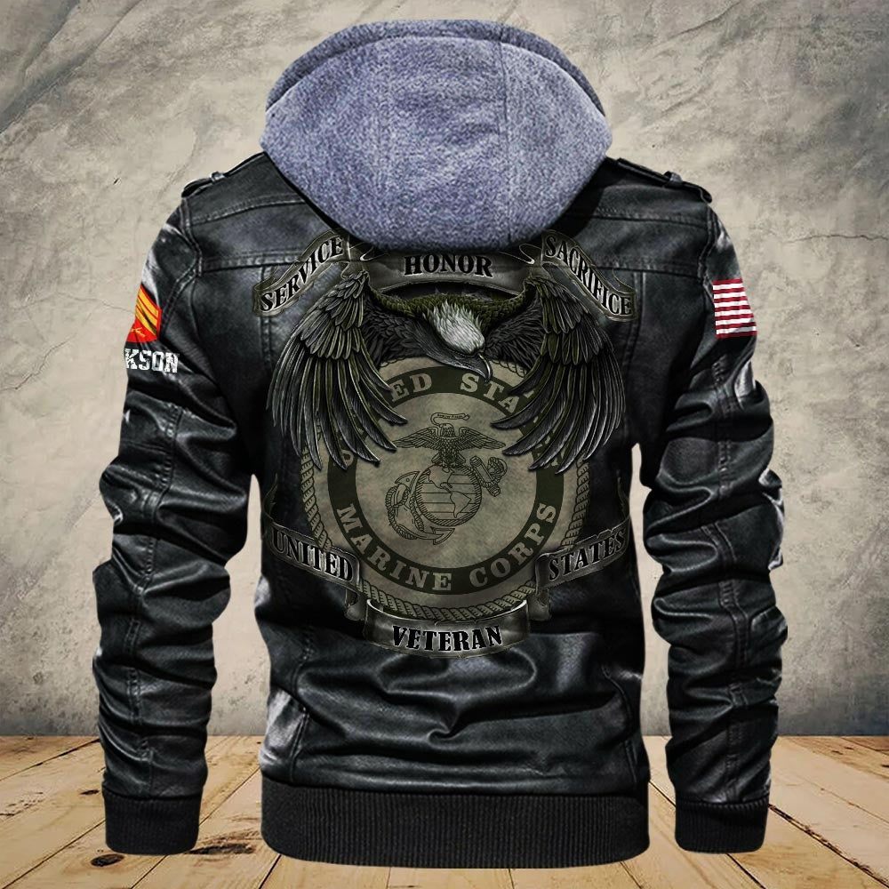 Premium Custom USMC Leather Jacket VPVC702181, Gifts For Marine Veteran, Gifts On Father's Day, Veterans Day.