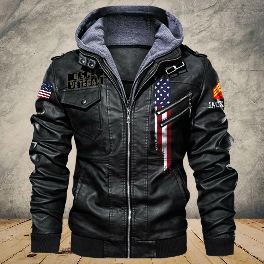 Premium Custom USMC Leather Jacket VPVC702181, Gifts For Marine Veteran, Gifts On Father's Day, Veterans Day.