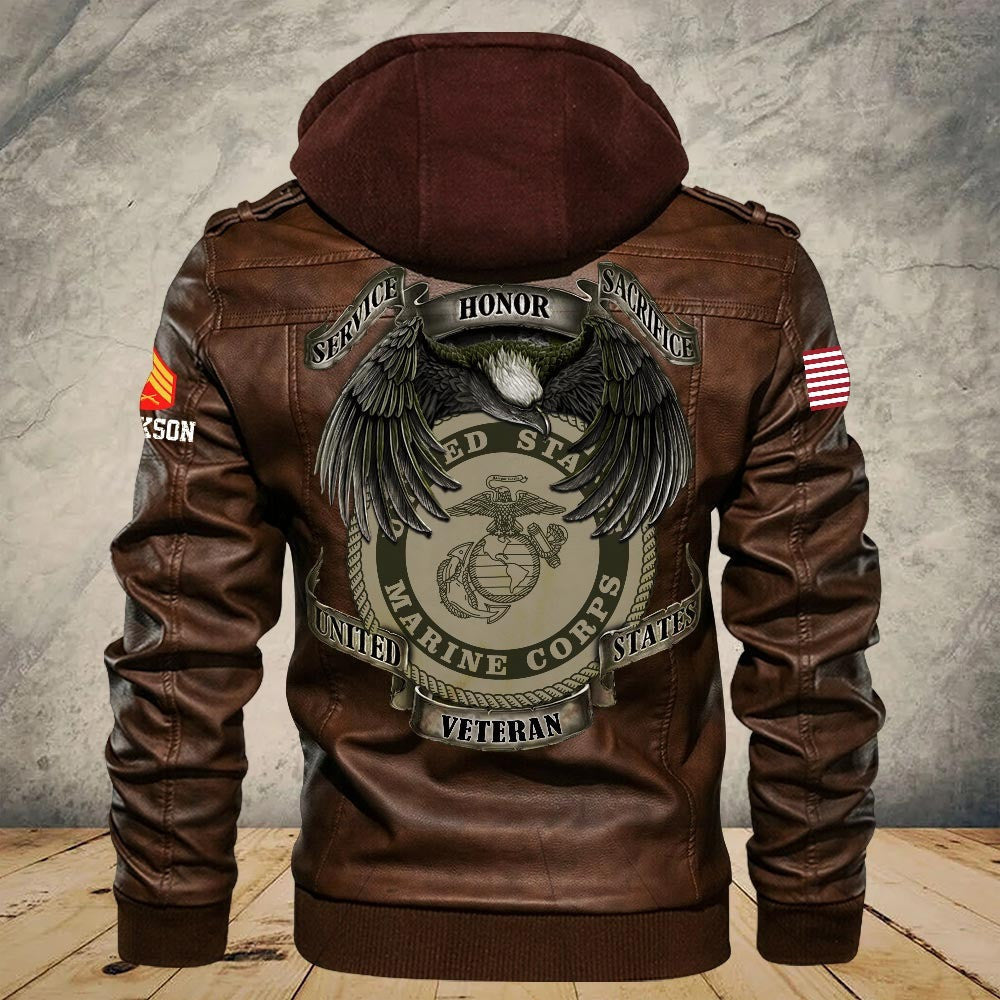 Premium Custom USMC Leather Jacket VPVC702182, Gifts For Marine Veteran, Gifts On Father's Day, Veterans Day.