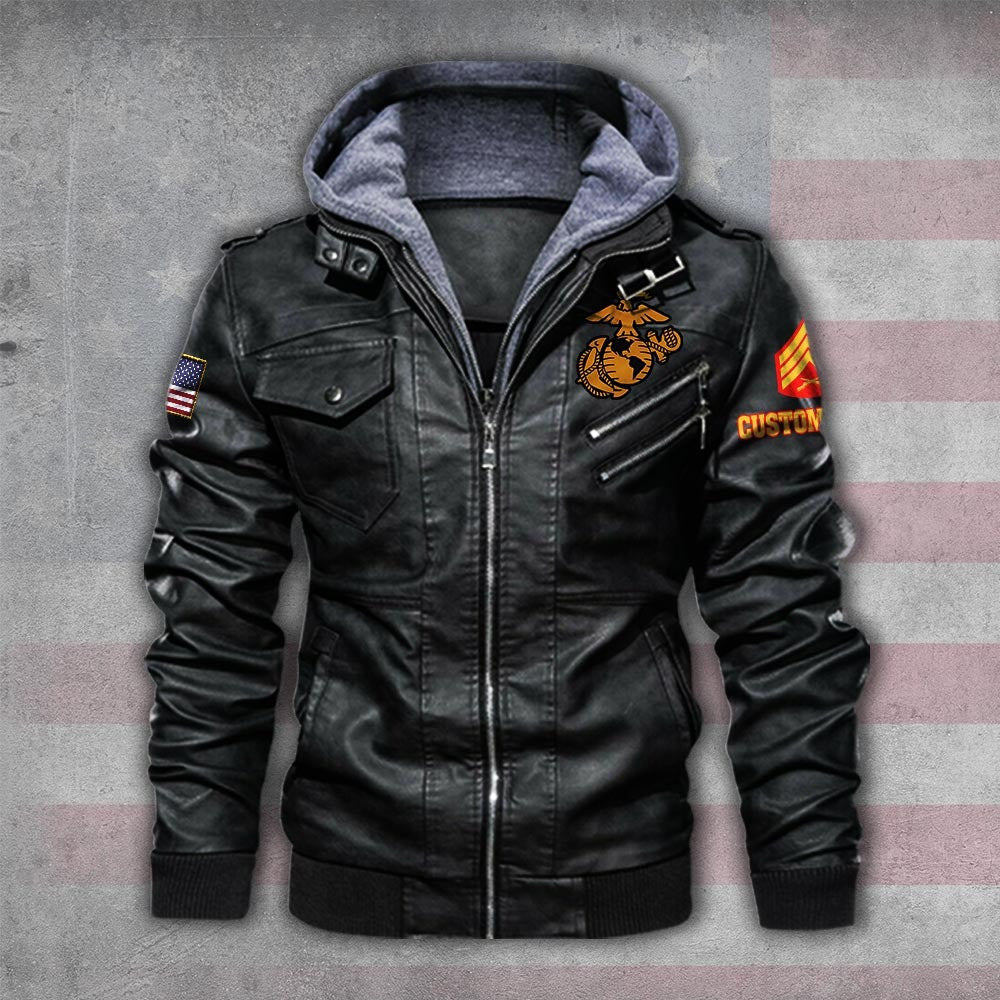 Premium Custom USMC Leather Jacket VPVC702183, Gifts For Marine Veteran, Gifts On Father's Day, Veterans Day.