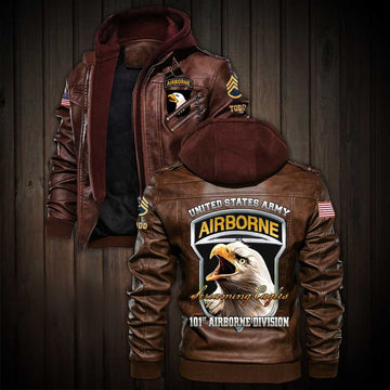 Premium Custom US Army 101st Airborne Division Leather Jacket VPVC702188, Gifts For Army Veteran, Gifts On Father's Day, Veterans Day.