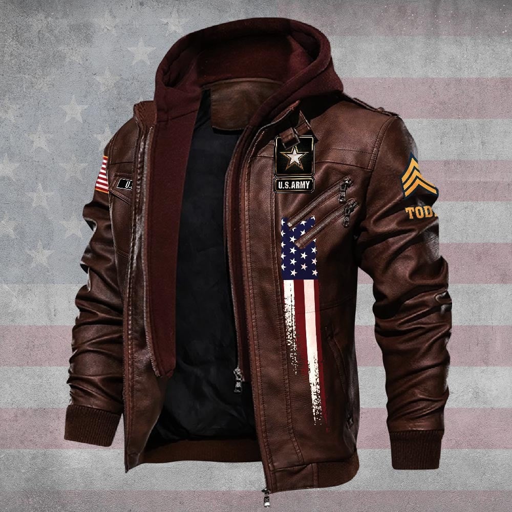 Premium Custom US Army Leather Jacket VPVC702200, Gifts For Army Veteran, Gifts On Father's Day, Veterans Day.