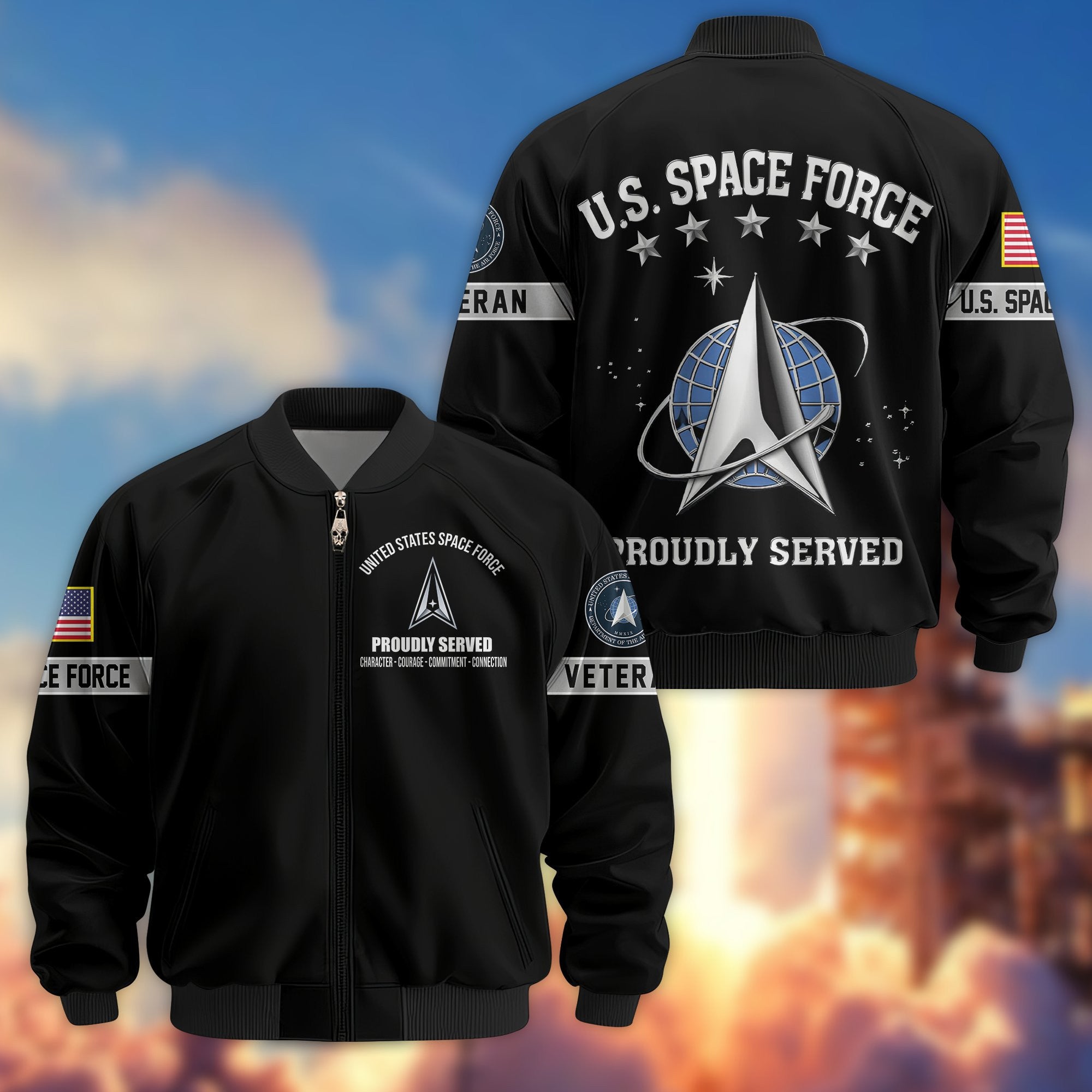 Premium US Veterans Bomber Jacket BPHN190815, Gifts For US Veterans, Gifts On Father's Day, Veterans Day.