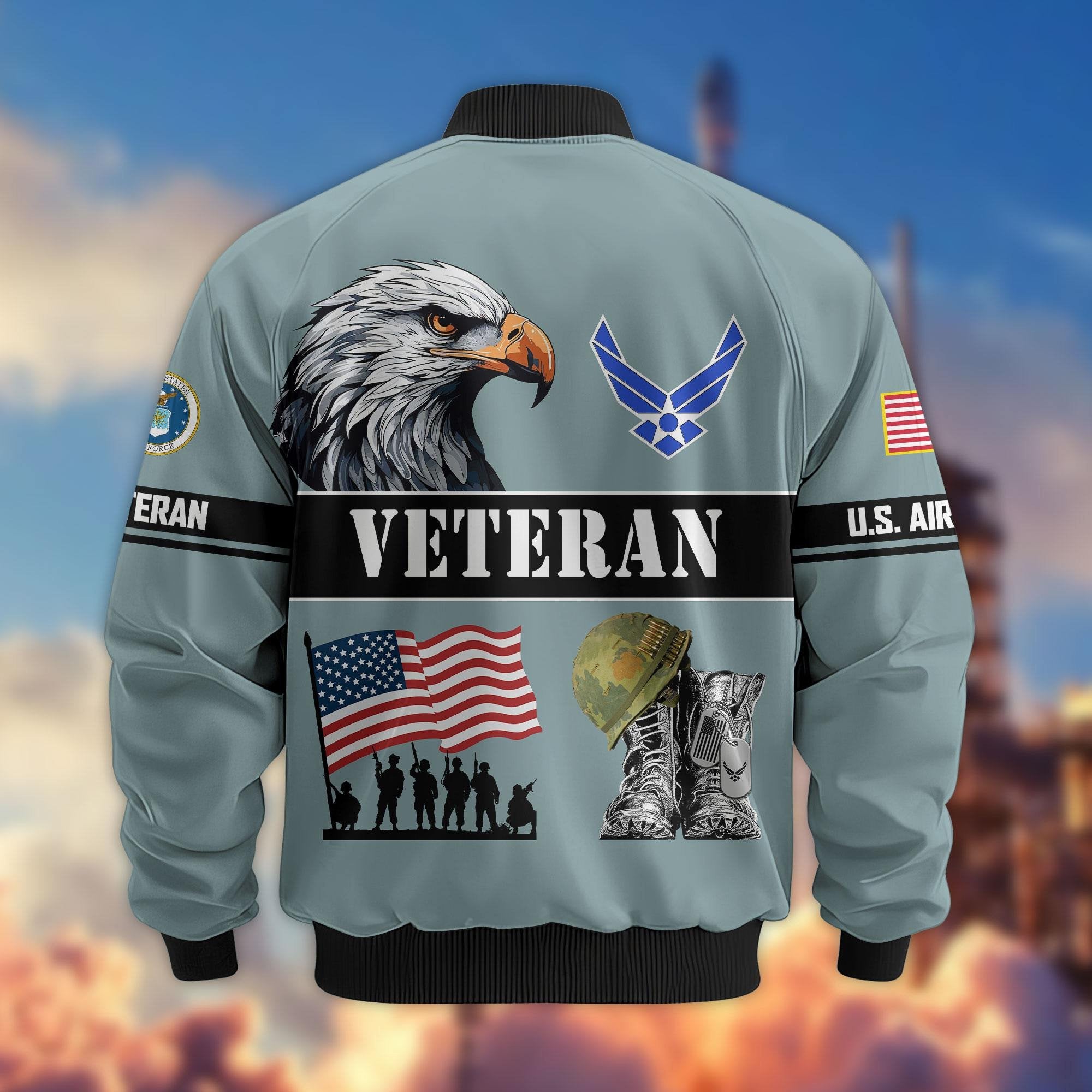Premium US Veterans Bomber Jacket ATTN290821, Gifts For US Veterans, Gifts On Father's Day, Veterans Day.