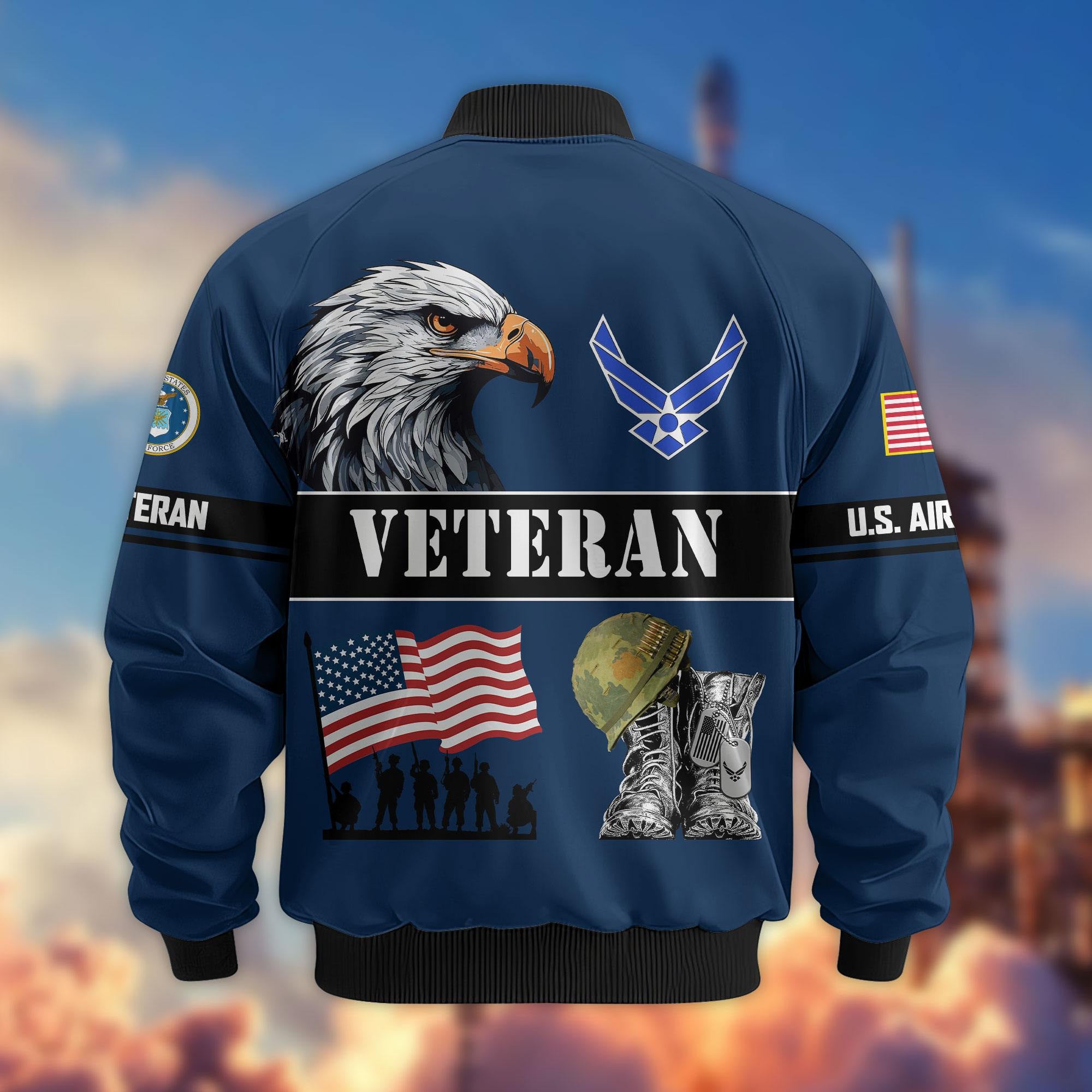 Premium US Veterans Bomber Jacket ATTN290821, Gifts For US Veterans, Gifts On Father's Day, Veterans Day.