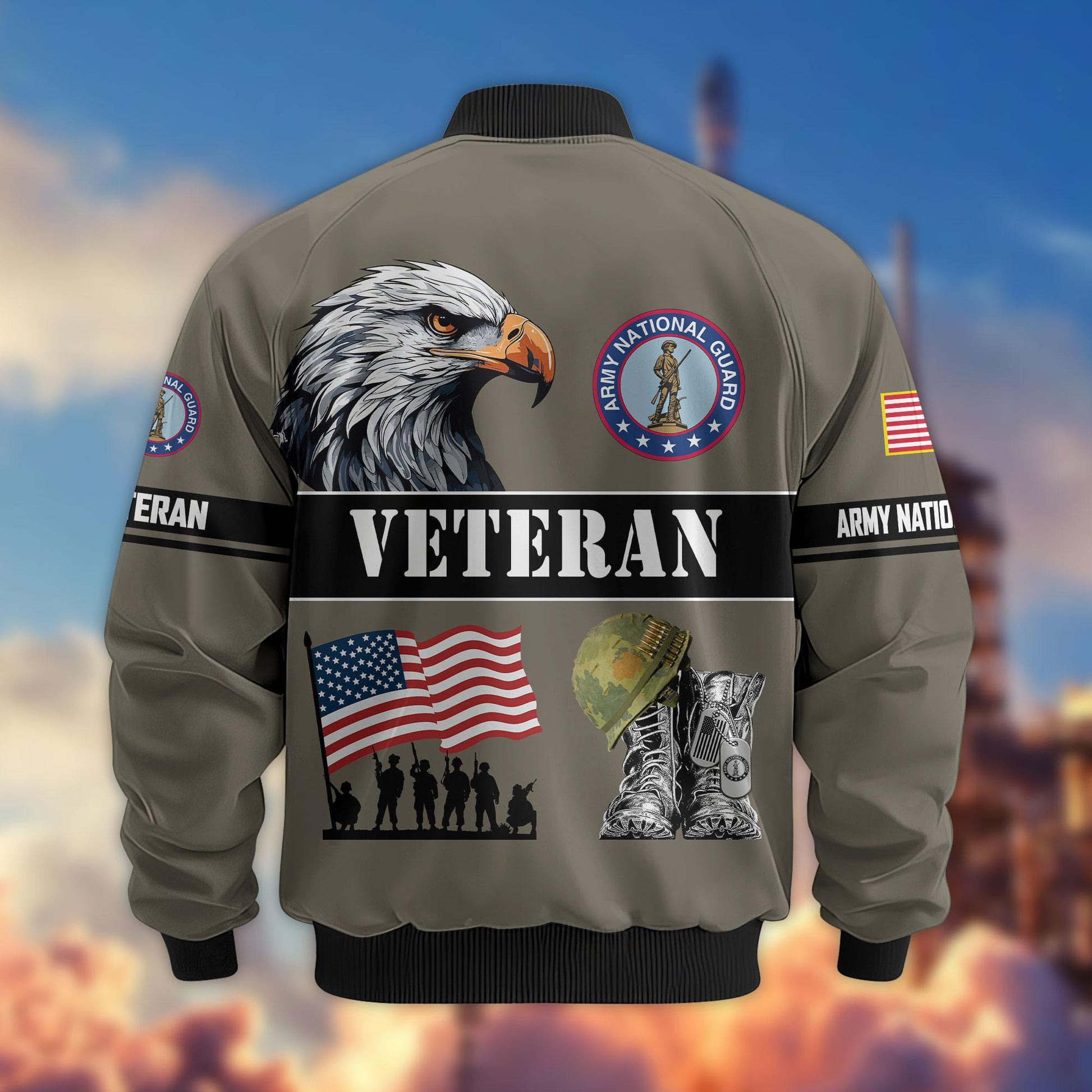 Premium US Veterans Bomber Jacket ATTN290821, Gifts For US Veterans, Gifts On Father's Day, Veterans Day.