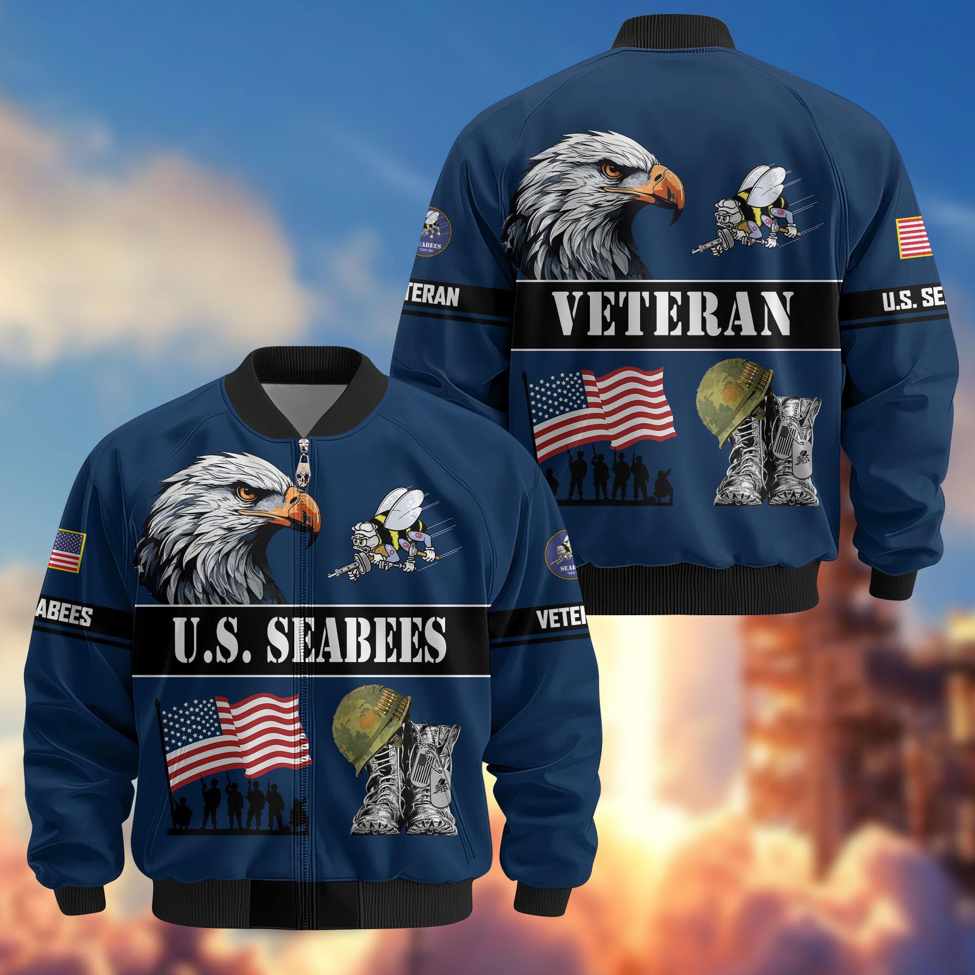 Premium US Veterans Bomber Jacket ATTN290821, Gifts For US Veterans, Gifts On Father's Day, Veterans Day.