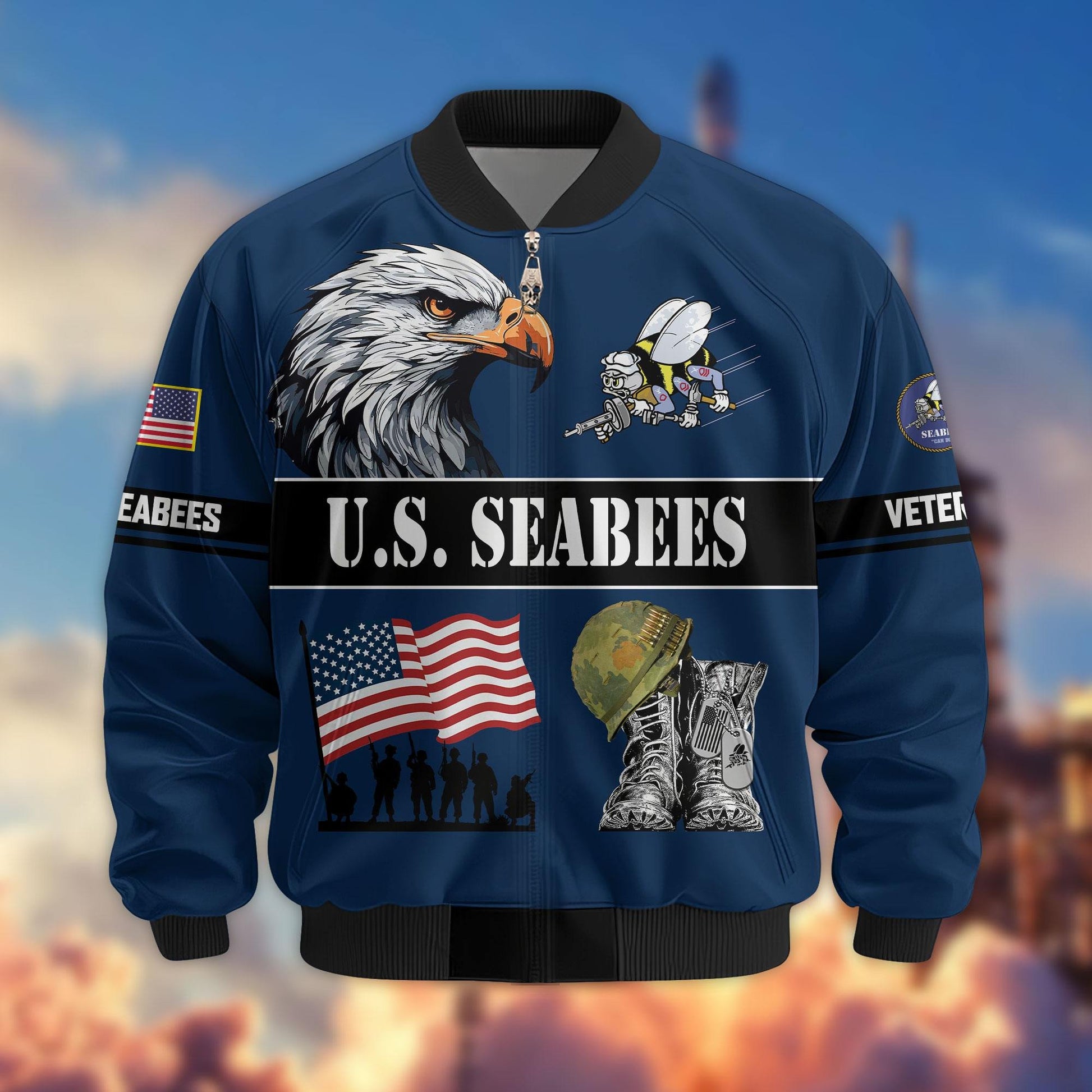 Premium US Veterans Bomber Jacket ATTN290821, Gifts For US Veterans, Gifts On Father's Day, Veterans Day.