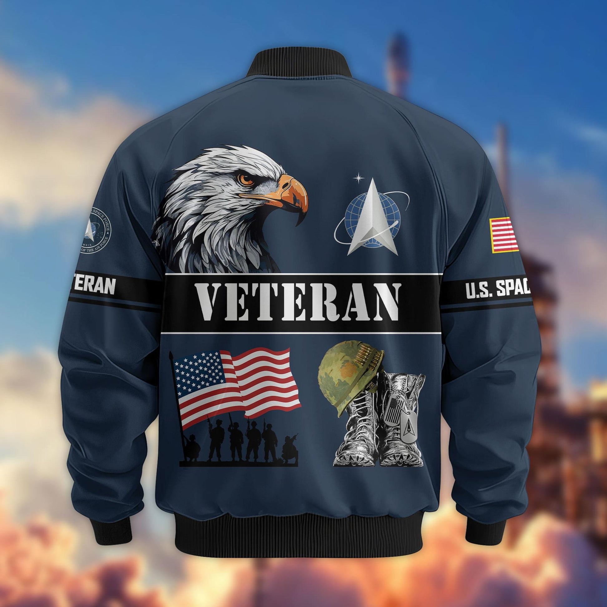 Premium US Veterans Bomber Jacket ATTN290821, Gifts For US Veterans, Gifts On Father's Day, Veterans Day.
