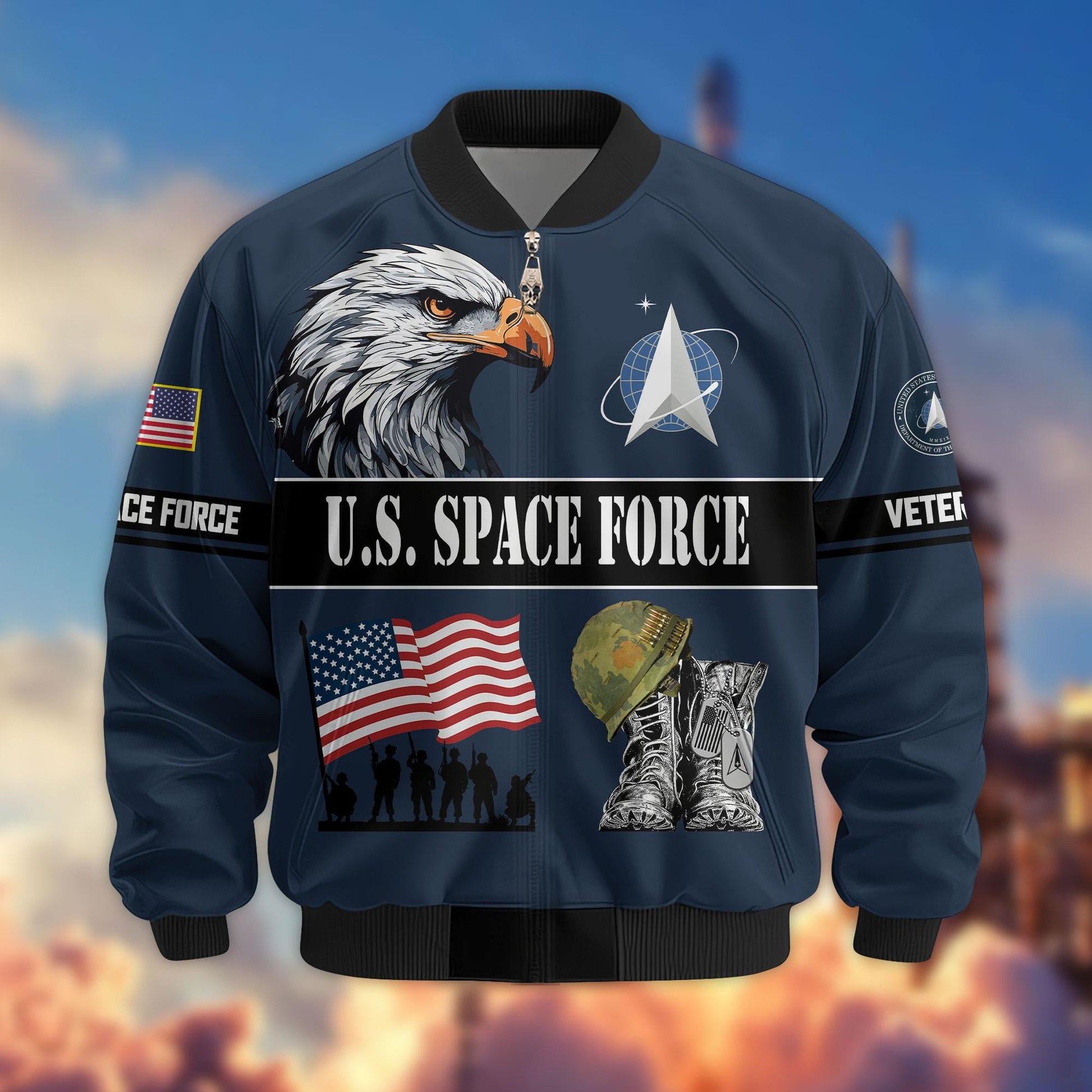 Premium US Veterans Bomber Jacket ATTN290821, Gifts For US Veterans, Gifts On Father's Day, Veterans Day.
