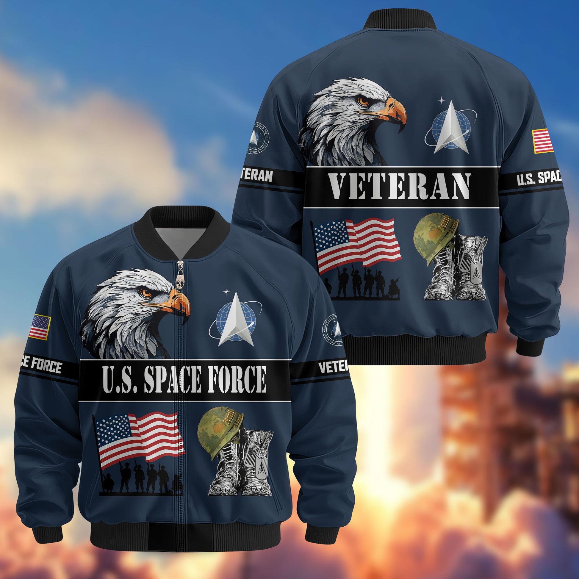 Premium US Veterans Bomber Jacket ATTN290821, Gifts For US Veterans, Gifts On Father's Day, Veterans Day.