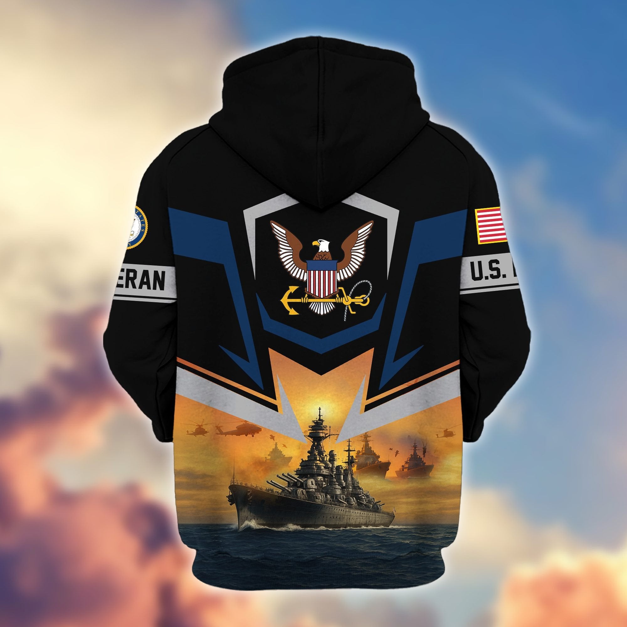 Premium US Veterans Zip Hoodie BPHN100912, Gifts For US Veterans, Gifts On Father's Day, Veterans Day.