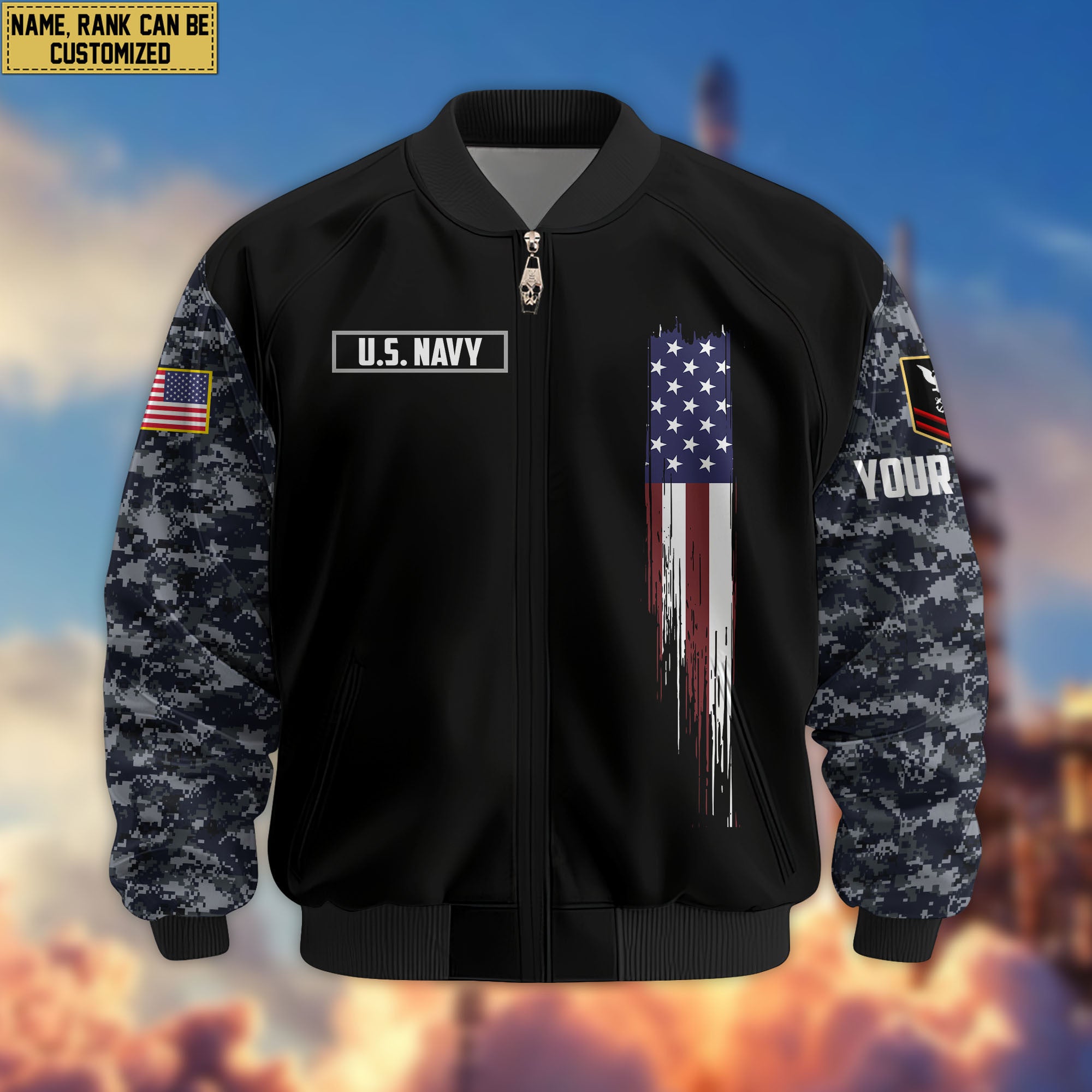 Premium Custom US Navy Veteran Bomber Jacket VPVC804202, Gifts For US Navy Veteran, Gifts On Father's Day, Veterans Day.