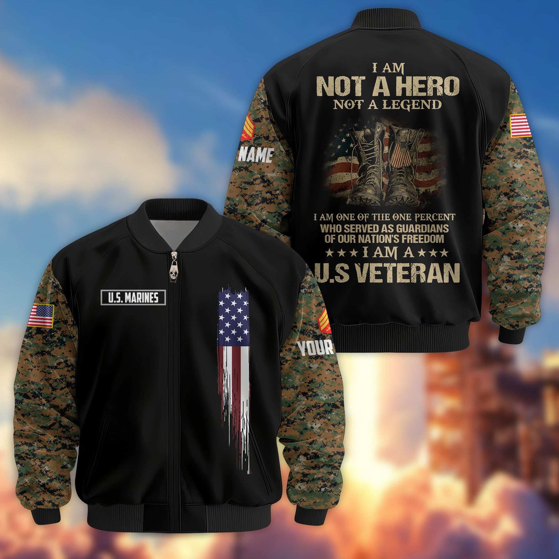 Premium Custom USMC Veteran Bomber Jacket VPVC804203, Gifts For US Marine Veteran, Gifts On Father's Day, Veterans Day.