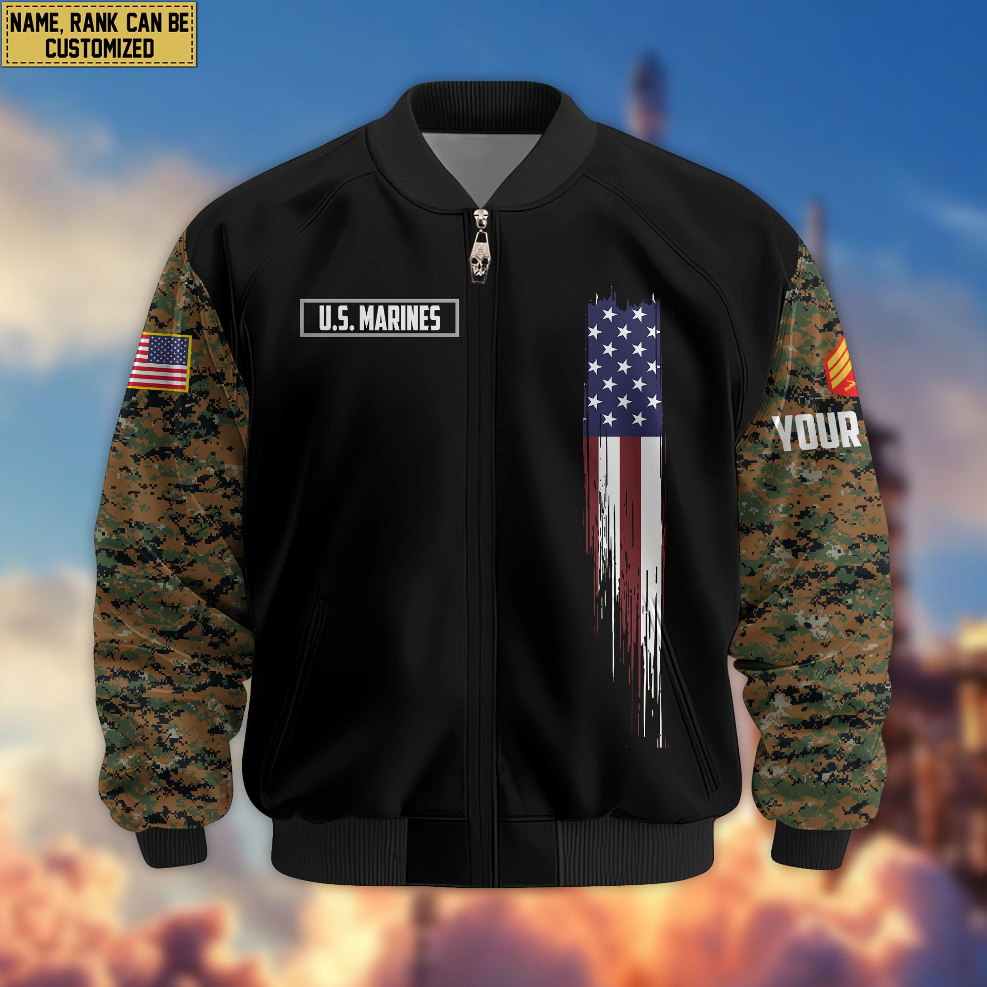 Premium Custom USMC Veteran Bomber Jacket VPVC804203, Gifts For US Marine Veteran, Gifts On Father's Day, Veterans Day.
