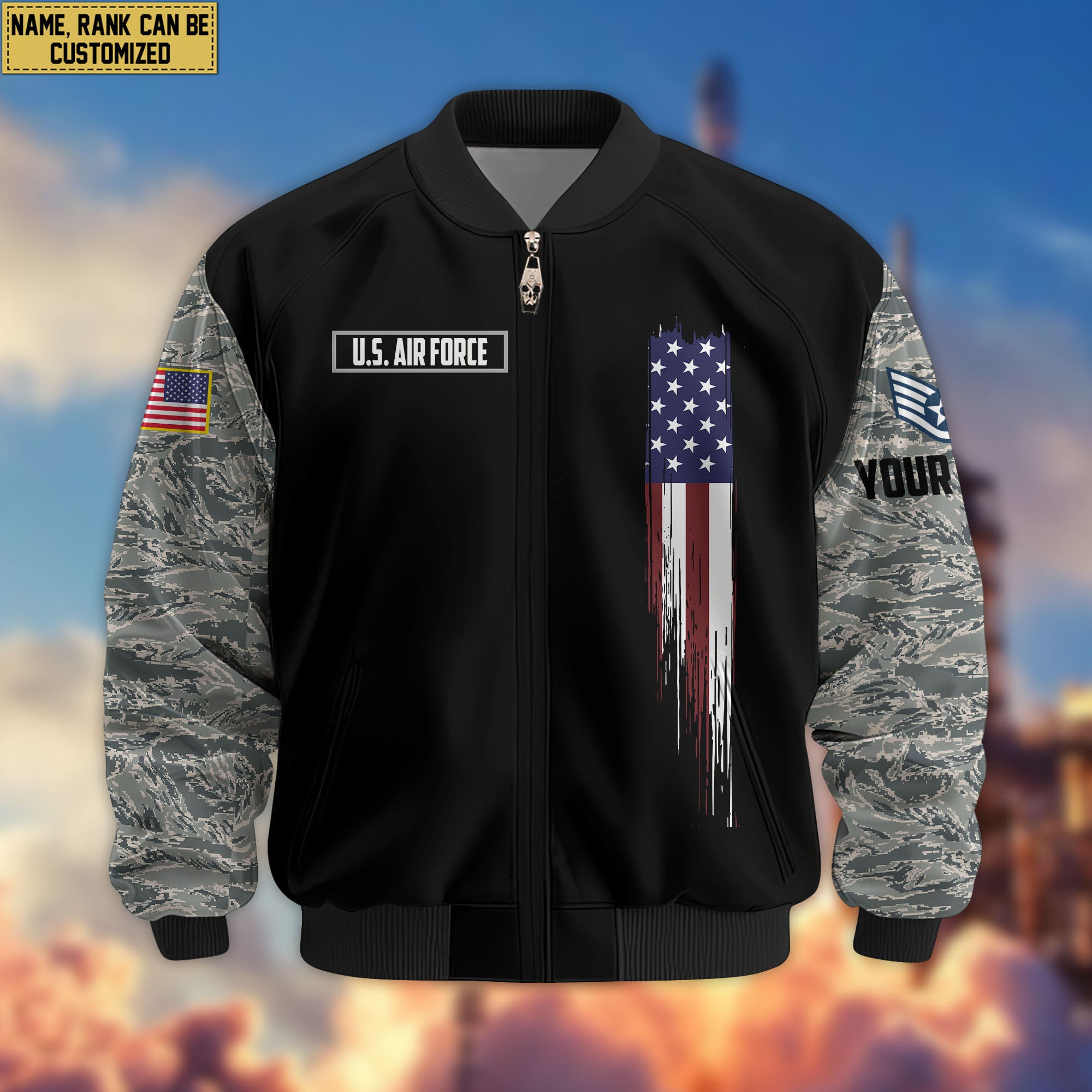 Premium Custom USAF Veteran Bomber Jacket VPVC804204, Gifts For US Air Force Veteran, Gifts On Father's Day, Veterans Day.
